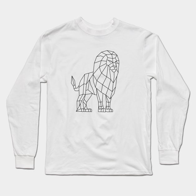 Origami Low Poly Lion Long Sleeve T-Shirt by shaldesign